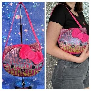 Hello Kitty Sanrio 2012 Pink Sequin Satin Face Bag Purse